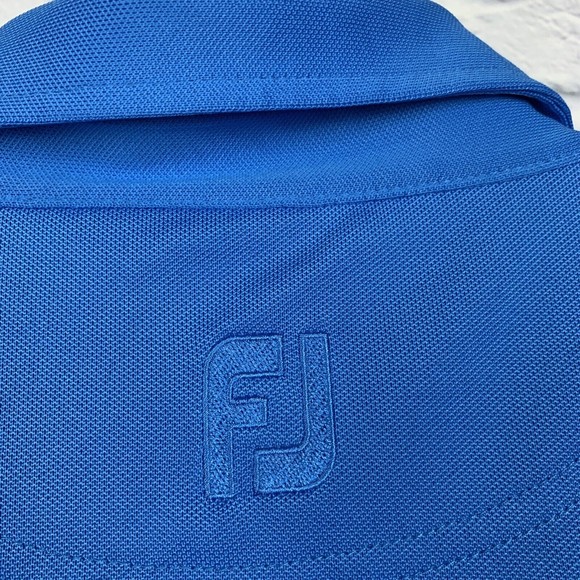 FootJoy FJ Men's Blue Golf Polo Short Sleeve 1899 Logo Button Shirt X-Large XL - Picture 5 of 7